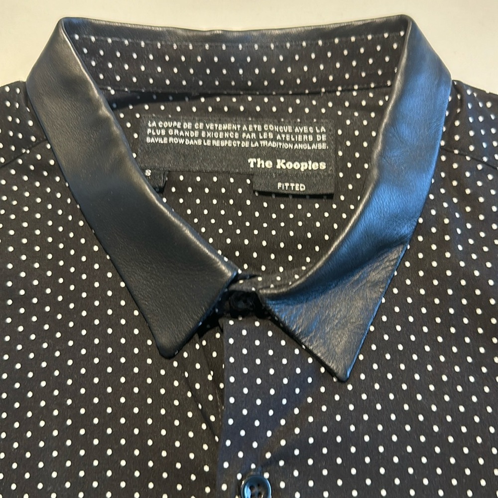 Kooples Men’s Long Sleeve Pin Dot Leather Collar